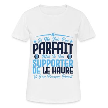 je ne suis pas parfait, supporteur de Le Havre. - T-shirt respirant Femme - blanc - Devant - AI Model Female 172 dark (172cm)