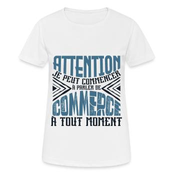 Avertissement, Commerce à tout moment. - T-shirt respirant Femme - blanc - Devant - AI Model Female 172 dark (172cm)
