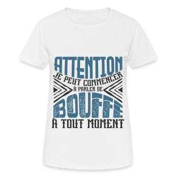 Avertissement, bouffe à tout moment. - T-shirt respirant Femme - blanc - Devant - AI Model Female 172 dark (172cm)