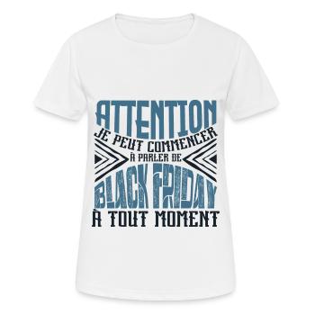 Avertissement, black-friday à tout moment. - T-shirt respirant Femme - blanc - Devant - AI Model Female 172 dark (172cm)