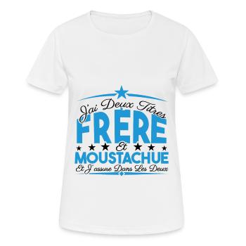 J'ai deux titres frère et Moustachue Cadeau frère. - T-shirt respirant Femme - blanc - Devant - AI Model Female 172 dark (172cm)