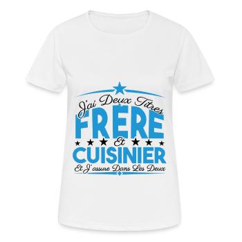 J'ai deux titres frère et Cuisinier. Cadeau frère. - T-shirt respirant Femme - blanc - Devant - AI Model Female 172 dark (172cm)