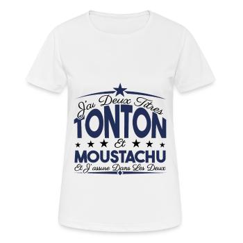 J'ai deux titres tonton et moustachu. Cadeau. - T-shirt respirant Femme - blanc - Devant - AI Model Female 172 dark (172cm)
