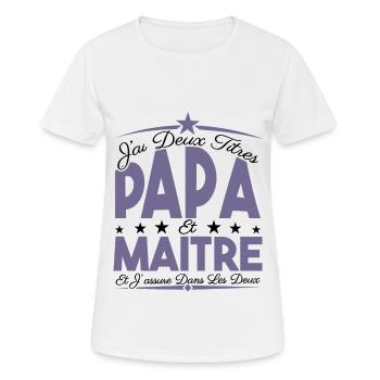 J'ai deux titres Papa et Maître, Cadeau Papa. - T-shirt respirant Femme - blanc - Devant - AI Model Female 172 dark (172cm)