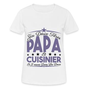 J'ai deux titres Papa et Cuisinier, Cadeau Papa. - T-shirt respirant Femme - blanc - Devant - AI Model Female 172 dark (172cm)