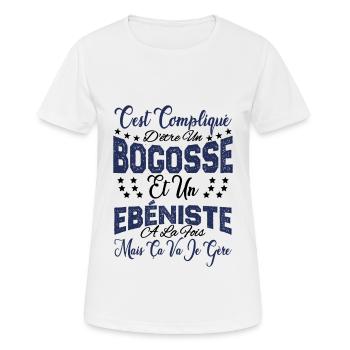 c'est compliqué d'être un Bogosse et un Ebéniste. - T-shirt respirant Femme - blanc - Devant - AI Model Female 172 dark (172cm)