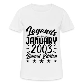 Geboren im Januar 2003. Geburtstagsgeschenk. - Frauen T-Shirt atmungsaktiv - Weiß - Vorne - AI Model Female 172 dark (172cm)