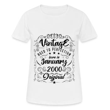 Vintage Né(e) en Janvier 2000 anniversaire janvier - T-shirt respirant Femme - blanc - Devant - AI Model Female 172 dark (172cm)