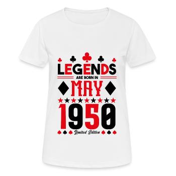 cadeau d'anniversaire Mai 1950. jeux de carte .May - T-shirt respirant Femme - blanc - Devant - AI Model Female 172 dark (172cm)