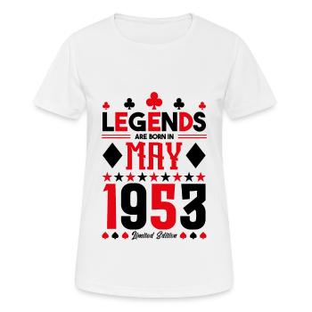 cadeau d'anniversaire Mai 1953. jeux de carte .May - T-shirt respirant Femme - blanc - Devant - AI Model Female 172 dark (172cm)