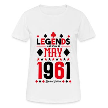 cadeau d'anniversaire Mai 1961. jeux de carte .May - T-shirt respirant Femme - blanc - Devant - AI Model Female 172 dark (172cm)