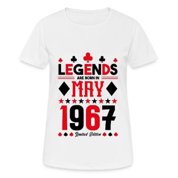 cadeau d'anniversaire Mai 1967. jeux de carte .May - T-shirt respirant Femme - blanc - Devant - AI Model Female 172 dark (172cm)
