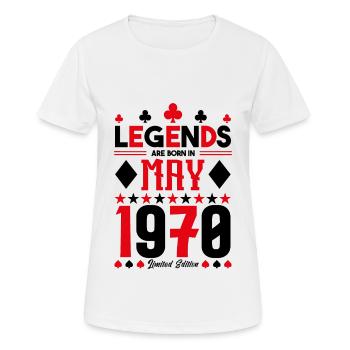 cadeau d'anniversaire Mai 1970. jeux de carte .May - T-shirt respirant Femme - blanc - Devant - AI Model Female 172 dark (172cm)