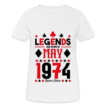 cadeau d'anniversaire Mai 1974. jeux de carte .May - T-shirt respirant Femme - blanc - Devant - AI Model Female 172 dark (172cm)