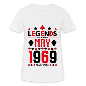 cadeau d'anniversaire Mai 1969. jeux de carte .May - T-shirt respirant Femme - blanc - Devant - AI Model Female 172 dark (172cm)