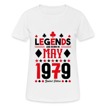 cadeau d'anniversaire Mai 1979. jeux de carte .May - T-shirt respirant Femme - blanc - Devant - AI Model Female 172 dark (172cm)