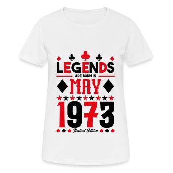 cadeau d'anniversaire Mai 1973. jeux de carte .May - T-shirt respirant Femme - blanc - Devant - AI Model Female 172 dark (172cm)