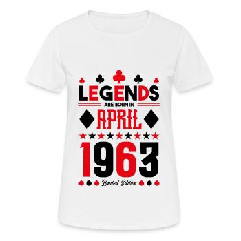 cadeau d'anniversaire avril 1963. jeux de carte. - T-shirt respirant Femme - blanc - Devant - AI Model Female 172 dark (172cm)