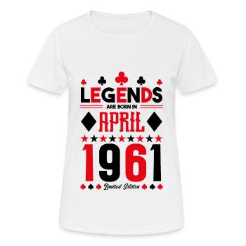 cadeau d'anniversaire avril 1961. jeux de carte. - T-shirt respirant Femme - blanc - Devant - AI Model Female 172 dark (172cm)