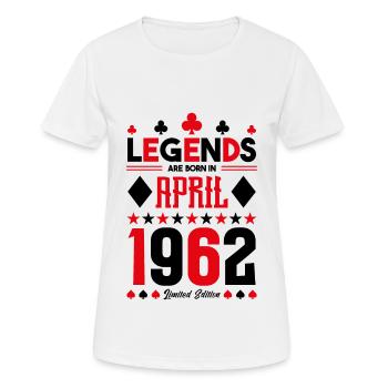 cadeau d'anniversaire avril 1962. jeux de carte. - T-shirt respirant Femme - blanc - Devant - AI Model Female 172 dark (172cm)
