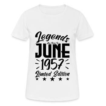 Geboren 1957 Geburtstagsgeschenk 1957. - Frauen T-Shirt atmungsaktiv - Weiß - Vorne - AI Model Female 172 dark (172cm)