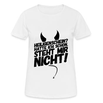 Heiligenschein Teufel Sprüche - Frauen T-Shirt atmungsaktiv - Weiß - Vorne - AI Model Female 172 dark (172cm)