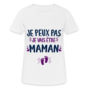 Je Peux Pas Je Vais Etre Maman Annonce Grossesse - T-shirt respirant Femme - blanc - Devant - AI Model Female 172 dark (172cm)