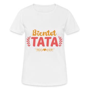 Bientôt Tata Annonce Grossesse Future Tata - T-shirt respirant Femme - blanc - Devant - AI Model Female 172 dark (172cm)