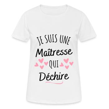 je suis une maîtresse qui déchire cadeau maîtresse - T-shirt respirant Femme - blanc - Devant - AI Model Female 172 dark (172cm)