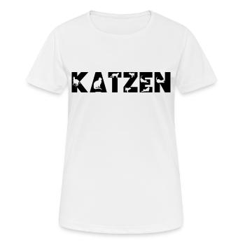 Lustige Katzen Tiere - Frauen T-Shirt atmungsaktiv - Weiß - Vorne - AI Model Female 172 dark (172cm)