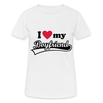 I love my Boyfriend. J´aime Je t'aime - T-shirt respirant Femme - blanc - Devant - AI Model Female 172 dark (172cm)