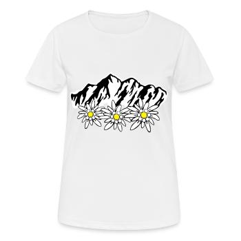 Mountains and Edelweiss - Women's Breathable T-Shirt - white - Front - AI Model Female 172 dark (172cm)