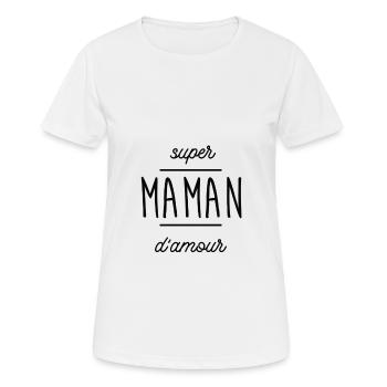 Super maman d'amour - T-shirt respirant Femme - blanc - Devant - AI Model Female 172 dark (172cm)