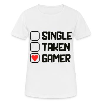 Single Taken Gamer funny Gaming Quotes - Frauen T-Shirt atmungsaktiv - Weiß - Vorne - AI Model Female 172 dark (172cm)