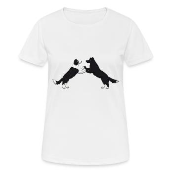 dog dancing pixel Border Collies - Women's Breathable T-Shirt - white - Front - AI Model Female 172 dark (172cm)