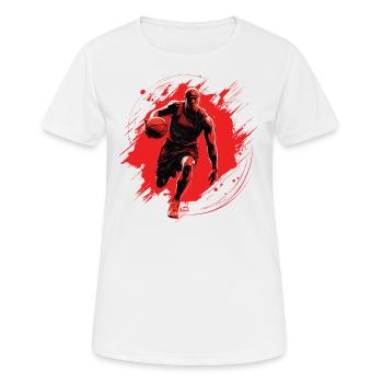 Joueur de basket-ball sur fond rouge, dessin - T-shirt respirant Femme - blanc - Devant - AI Model Female 172 dark (172cm)