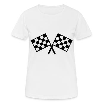 Flaggen Autorennen - Frauen T-Shirt atmungsaktiv - Weiß - Vorne - AI Model Female 172 dark (172cm)