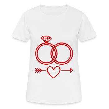 Anneaux de mariage symbole icône anneaux - T-shirt respirant Femme - blanc - Devant - AI Model Female 172 dark (172cm)