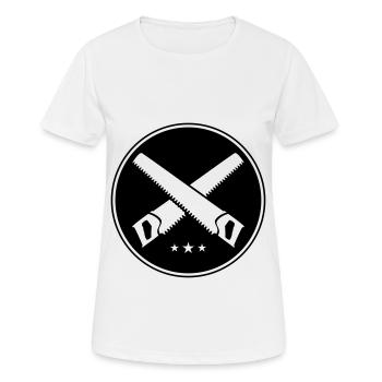 saw craftsman workshop circle icon - Women's Breathable T-Shirt - white - Front - AI Model Female 172 dark (172cm)