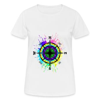 Boussole multicolore Symbole Travel Taches de couleur - T-shirt respirant Femme - blanc - Devant - AI Model Female 172 dark (172cm)