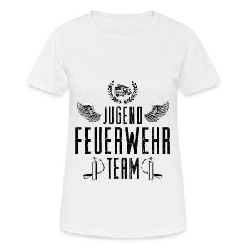 Jugend Feuerwehr Team Feuerwehrmann - Frauen T-Shirt atmungsaktiv - Weiß - Vorne - AI Model Female 172 dark (172cm)