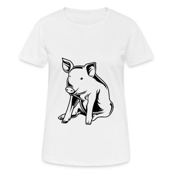Schwein Sau Eber Silhouette - Frauen T-Shirt atmungsaktiv - Weiß - Vorne - AI Model Female 172 dark (172cm)