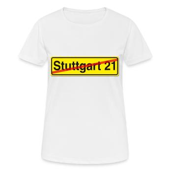 Stuttgart 21 Protest Strassenschild - Frauen T-Shirt atmungsaktiv - Weiß - Vorne - AI Model Female 172 dark (172cm)