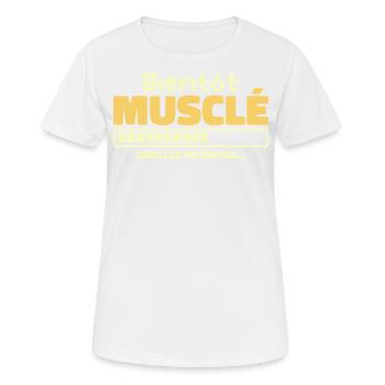 Bald muskulös - bitte warten - Frauen T-Shirt atmungsaktiv - Weiß - Vorne - AI Model Female 172 dark (172cm)
