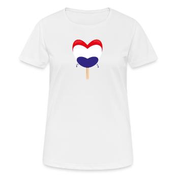 Flagge der Niederlande mit Herz. - Frauen T-Shirt atmungsaktiv - Weiß - Vorne - AI Model Female 172 dark (172cm)