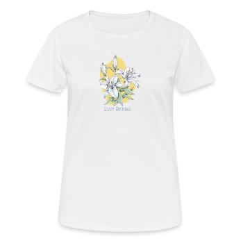 Dessin botanique de lys oriental - T-shirt respirant Femme - blanc - Devant - AI Model Female 172 dark (172cm)
