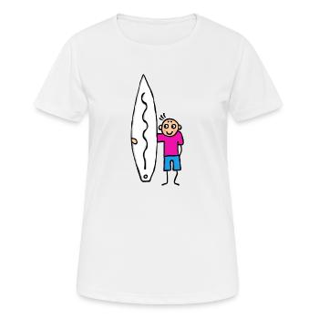 Surfer Wellenreiter mit Board - Frauen T-Shirt atmungsaktiv - Weiß - Vorne - AI Model Female 172 dark (172cm)