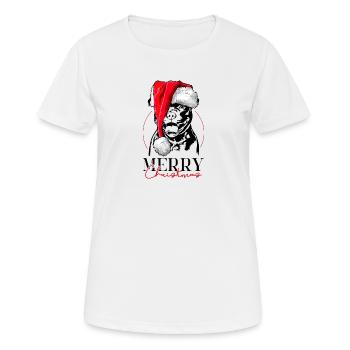 Père Noël Staffordshire Bull Terrier Joyeux Noël - T-shirt respirant Femme - blanc - Devant - AI Model Female 172 dark (172cm)