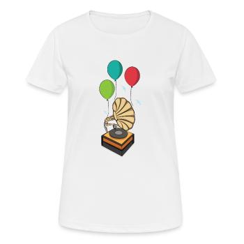 Gramophone avec ballons - T-shirt respirant Femme - blanc - Devant - AI Model Female 172 dark (172cm)