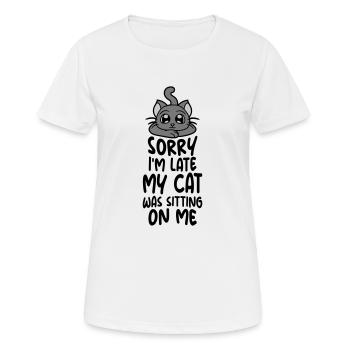 sorry cat was sitting - Women's Breathable T-Shirt - white - Front - AI Model Female 172 dark (172cm)